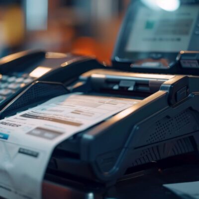 Drukarki fiskalne w sklepie generują paragony.